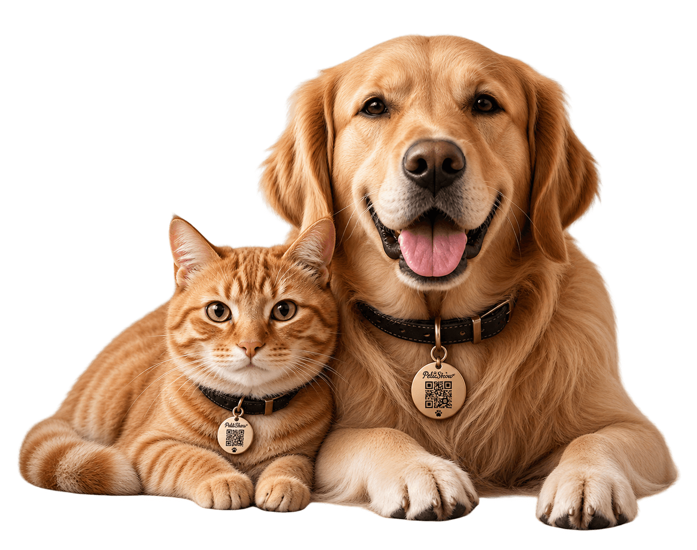 Un perro y un gato, las dos mascotas de la familia PeluShow del ecosistema.