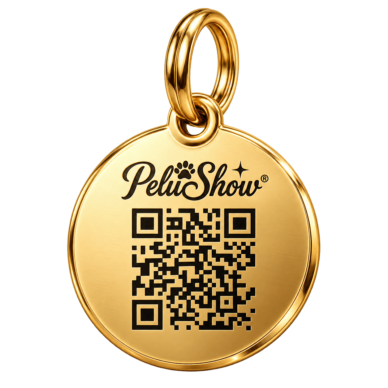Placa PeluShow ID oficial con código QR