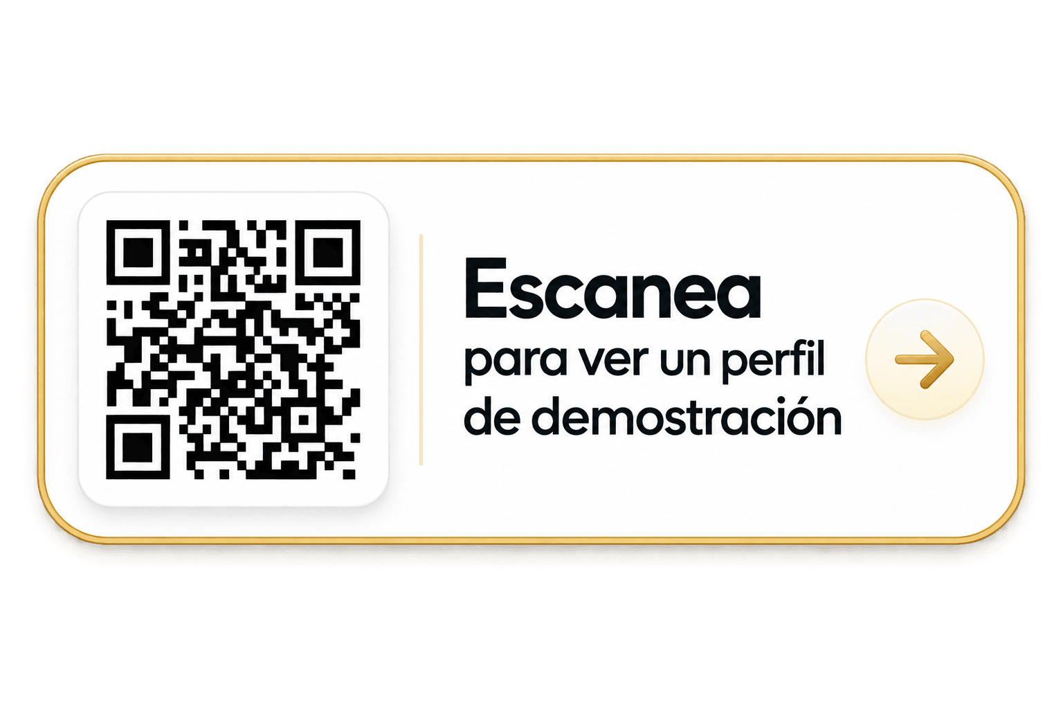 QR de demostración — no enlaza a un perfil real Tarjeta de demostración: escanea para ver un perfil de ejemplo, ilustrativo, no enlaza a un perfil real.